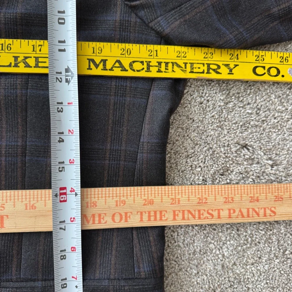 Coppley Mens Wool Cashmere Glen Plaid Blazer Sport Coat Size 42S Grey Blue